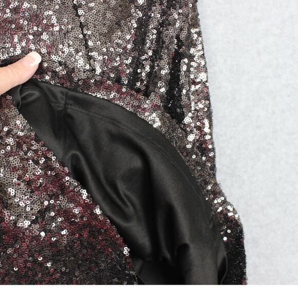 Hello Molly One Shoulder Sequin Mini Dress Gunmetal Size 6 (XS) NWT - Picture 7 of 8